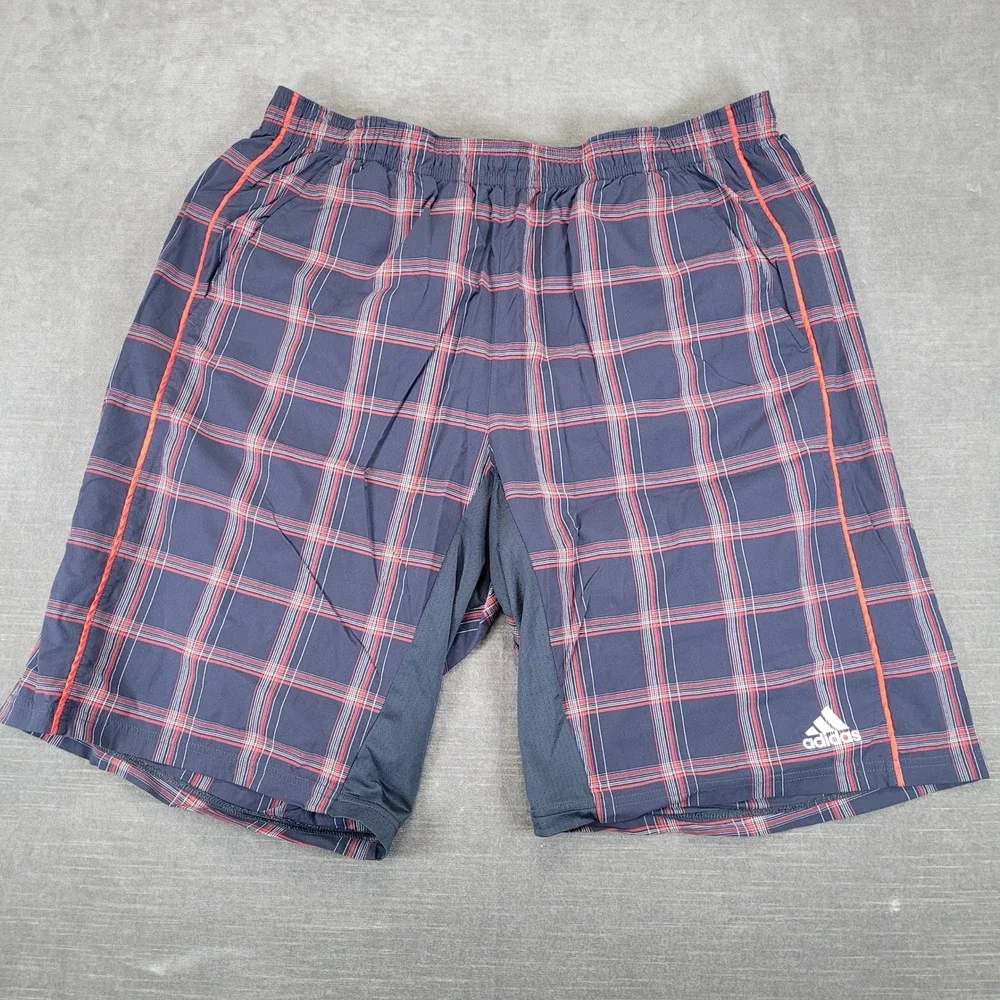 Adidas Plaid Athletic Golf Y2K Shorts Mens Large Blue Red ClimaCool Performance